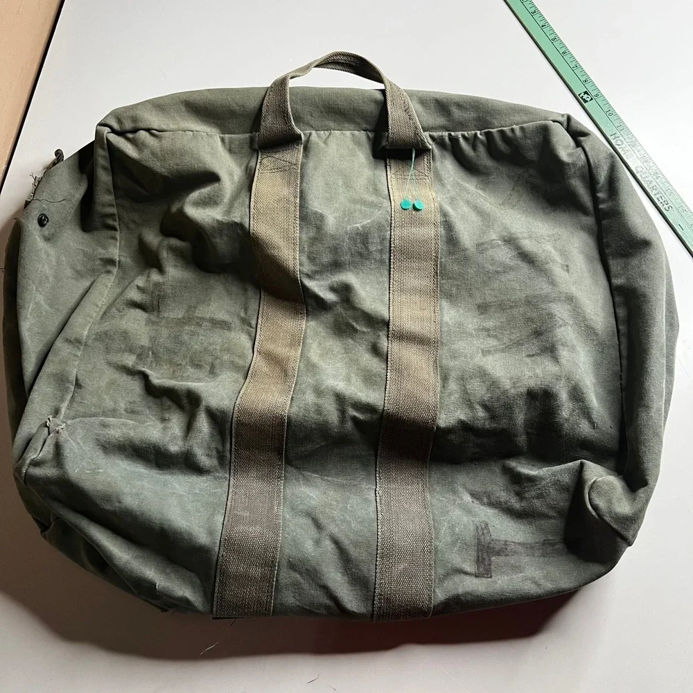 Vintage US Military Canvas Aviator Kit Bag Olive Drab Duffel Cargo Bag Large